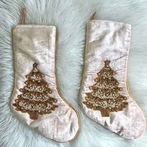 Christmas stockings in blush